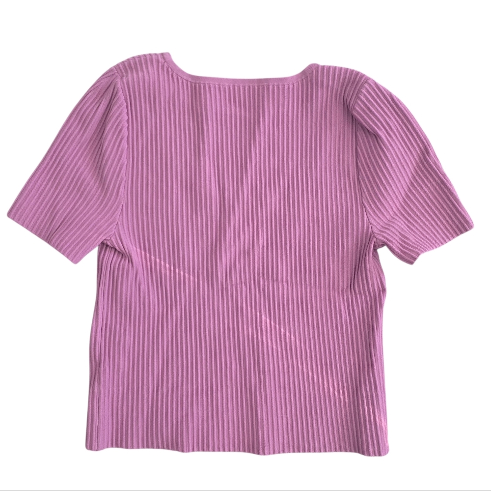 Madewell Womens Pink Ottoman Crop Ribbed Sweater Tee Size Medium - Picture 7 of 13